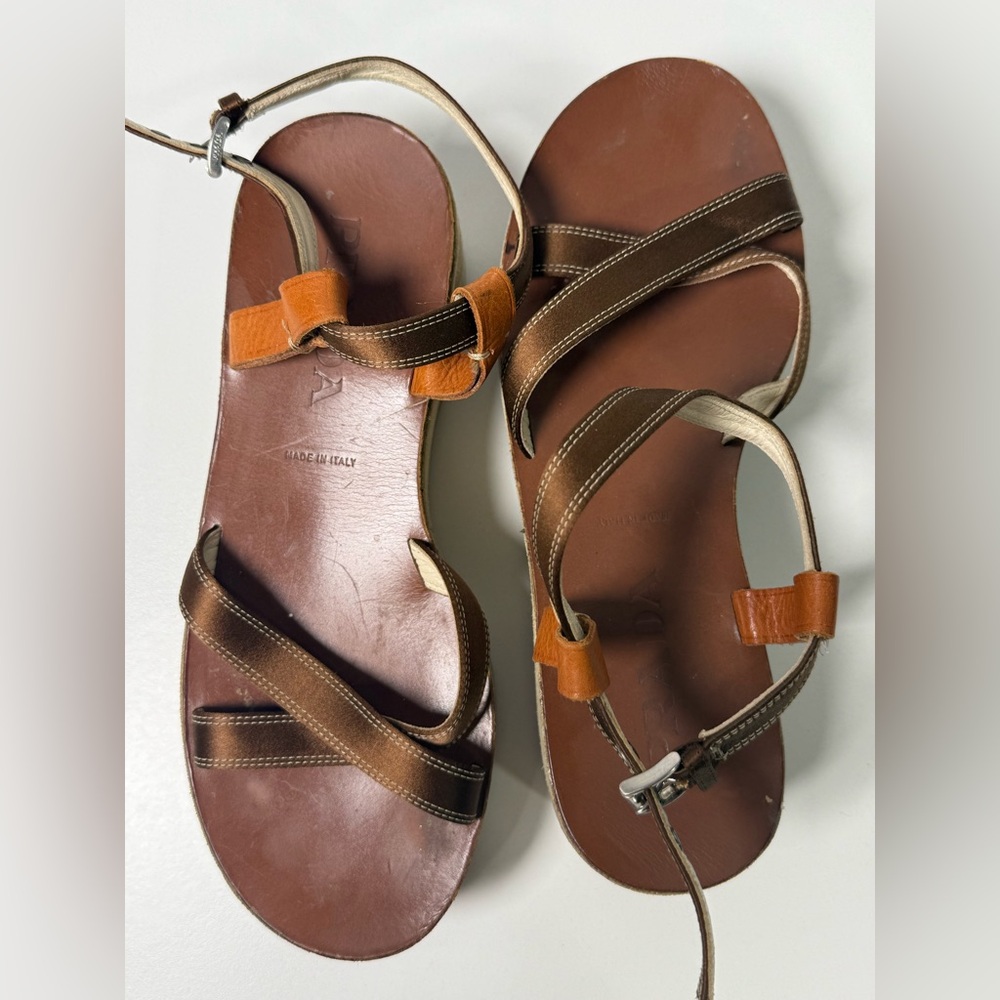 PRADA Women’s Brown Satin Wedge Sandal Size 39 IT. US Size 9